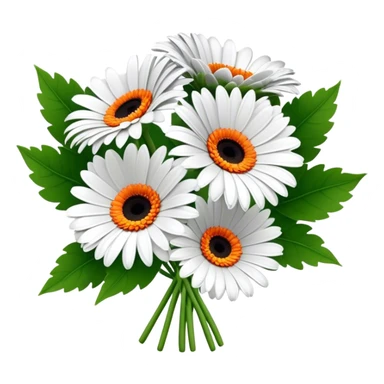 bouquet Gerbera Daisy White, luxuriant, leaf, bud sticker