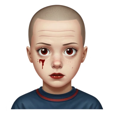 Eleven from stranger things season one buz cut and bloody nose  sticker