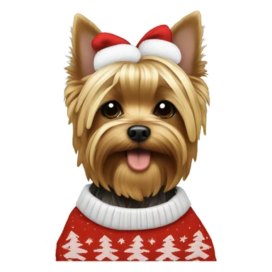 yorkie wearing a christmas sweater sticker