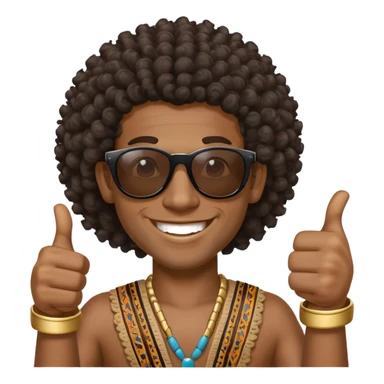 Black tribal man with curly hair wearing sunglasses smiling thumbs up sticker