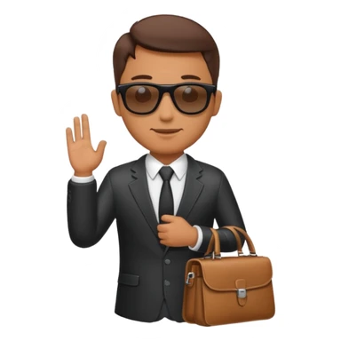 a businessman with sunglasses and a bag in his arm sticker