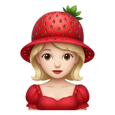 Strawberry shortcake human girl full body and legs with a strawberry hat on her head and dress without a cake sticker
