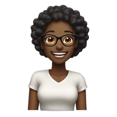 black girl with glasses laughing sticker
