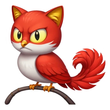 bird angry red with cat tail sticker