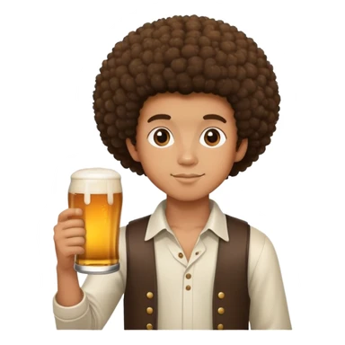 A boy with an Afro with caramel toned skin holding beer sticker