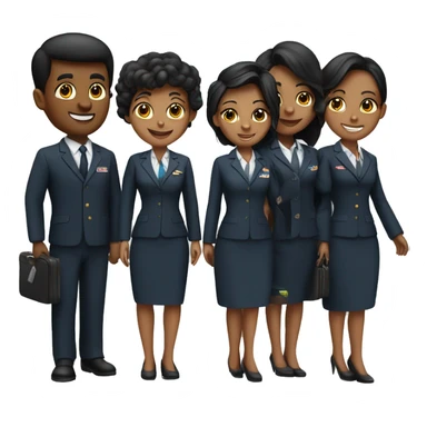 4 black flight attendants 2 men and 2 women  sticker