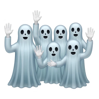 Fantasmas con un fusil y haciendo hola y chao con la manos sticker