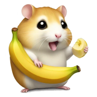 Hamster trying eat big banana  sticker
