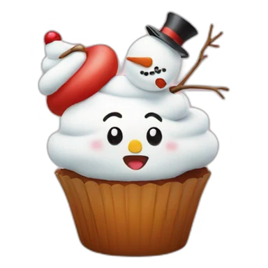Happy cupcake with a snowman sticker