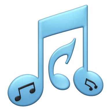 Emoji-style music note with two smaller music notes, rounded and playful, soft shading - playing music on repeat sticker