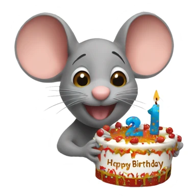 Mouse holding happy birthday soso sign  sticker