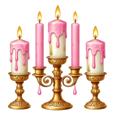 Pastel Reddish-pinkish and gold and white vintage candles sticker