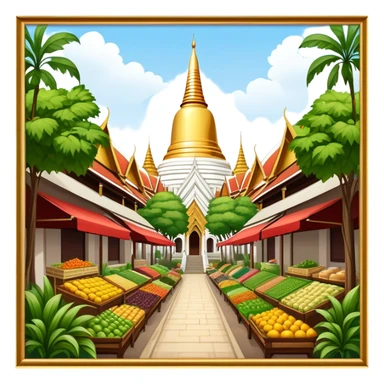 ​Cinematic Realistic Nakhon Pathom, Thailand, depicted as a historic cityscape dominated by the iconic Phra Pathom Chedi, surrounded by lush gardens, bustling local markets, and traditional Thai architecture, bathed in warm golden light and rendered with rich textures that capture its cultural and historical significance, sticker