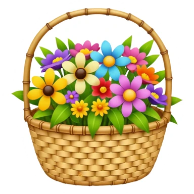 bamboo basket, flowers sticker
