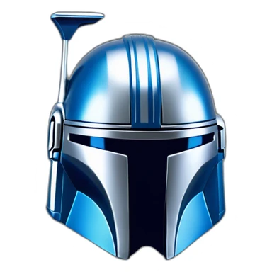 blue mandalorian helmet with silver accent sticker