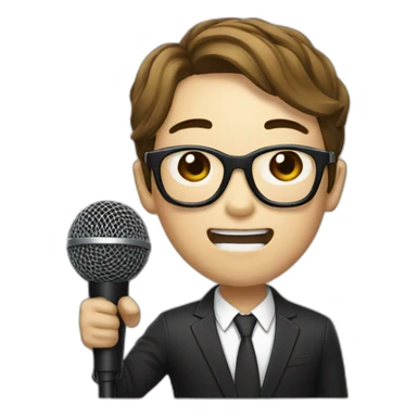 Vocalist with glasses and microphone korean sticker