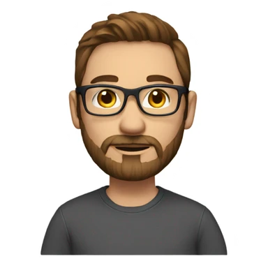 man, in smart casual, 34 y.o., sweather, glasses very short brown hair, white, brown eyes and, beard sticker