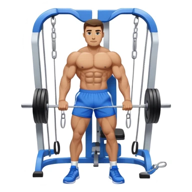 standing fit man with blue shorts cable-machine exercise sticker