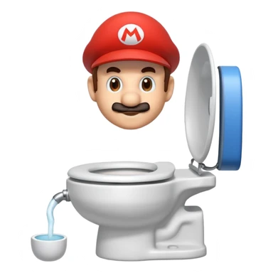 Mario's neck and head only sticking out of the middle of the bowl of a white toilet sticker