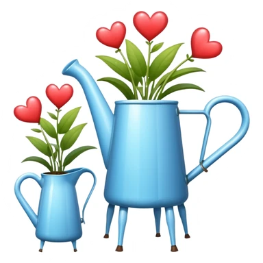 i want a watering jug with legs watering 3 plans in increasing height with hearts in the flowers sticker