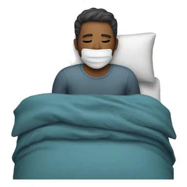 A man have mask and sleeping on bed sticker