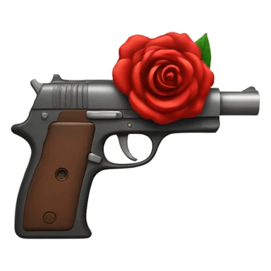Pistol with red rose handle sticker