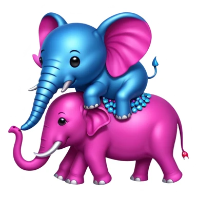 Bedazzled cute blue beetle on top of a fuchsia elephant  sticker