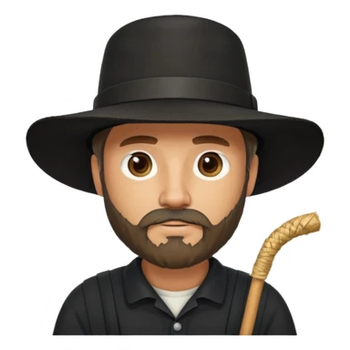 Puritan farmer male middle age with beard black clothes straw hat amish sticker