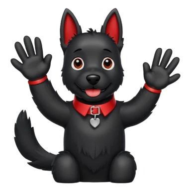 Black Scottie dog with red collar waving goodbye sticker