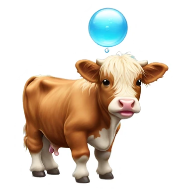 Highland baby cow blowing a bubble  sticker