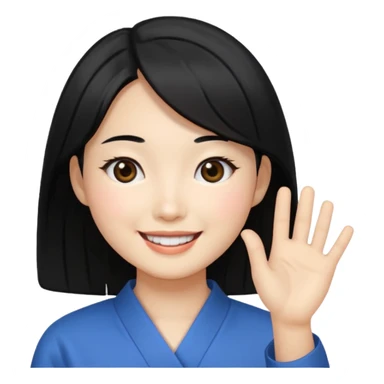 a korean cosmetics marketing expert women smiling with black hair, presenting sticker