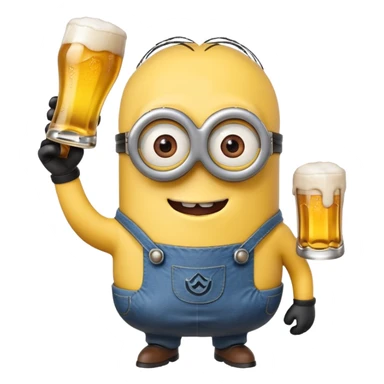 minion with a beer saying cheers sticker