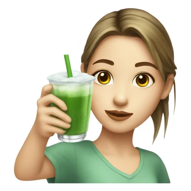 Pretty girl holding a glass cup of iced matcha  sticker