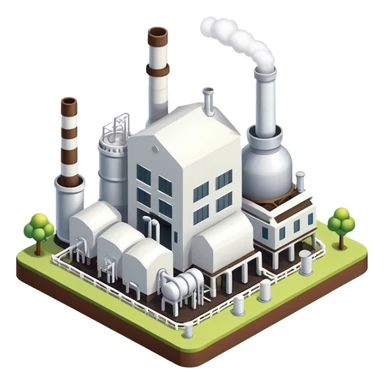 Isometric small white sugar factory  sticker