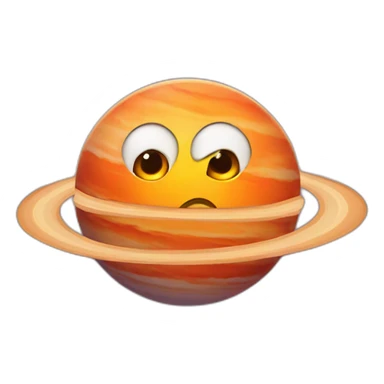 planet Jupiter with a cartoon orange face with big courageous eyes sticker