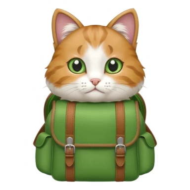 baby cat wear green backpack sticker