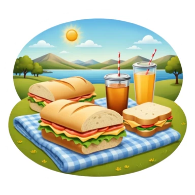 picnic with sandwiches, drinks sticker