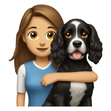 brown, straight-haired girl with a black cocker spaniel sticker