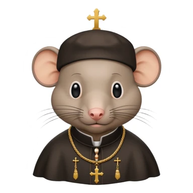A rat with a Catholic tonsure style haircut with a big bald patch in the middle of his head sticker