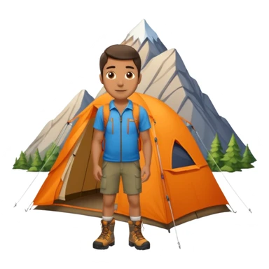 Man + orange tent,Mountain Campers. sticker