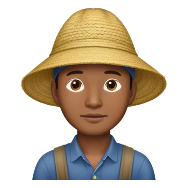 Asian man with Vietnamese farm hat sticker