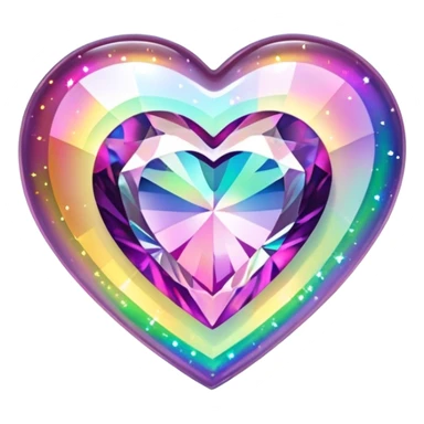 heart shaped mystic topaz holographic charm with rainbow sparkles sticker