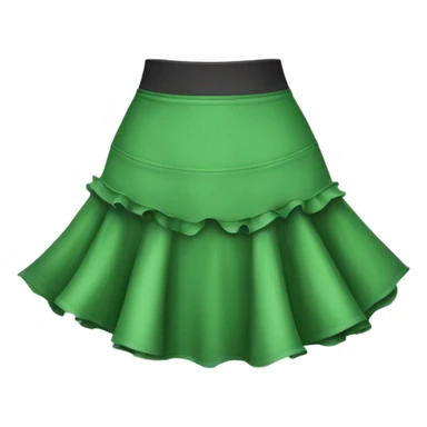 Realistic A-line high waisted green ruffle skirt, isolated sticker
