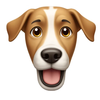 Light brown cartoon dog with long dark brown ears, big nose, rectangular white shout, round eyes, and bushy eyebrows  sticker