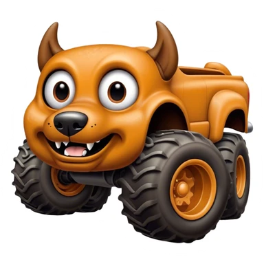 Monster Mutt - Monster Jam (Model Year: 2021) (Iconic colour: Brown with dog features) - A unique monster truck with playful, dog-inspired design cues. The vehicle is painted in warm brown tones and features subtle dog motifs (such as a stylized snout or ear shapes). It should blend the rugged power of a monster truck with quirky, endearing canine features. sticker