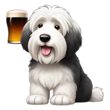 old english sheepdog with pint of guinness sticker