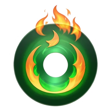 A minimalist CD disc with a subtle fire design, green flames sticker