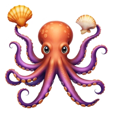 Octopus juggling seashells sticker