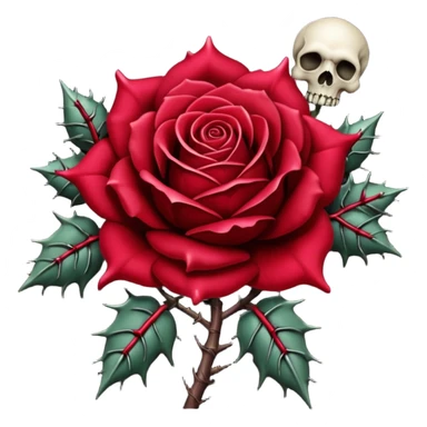 gothic rose with skulls and thorns  sticker