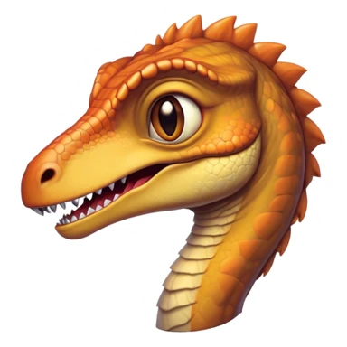 Cinematic Cute jurassic park Velociraptor Portrait Emoji, Head tilted playfully with a cheeky smirk, featuring a compact, agile form with smooth, dark scales and softened, expressive eyes that sparkle with mischievous charm, Simplified yet irresistibly adorable features, highly detailed, glowing with a warm, inviting prehistoric glow, high shine, affectionate and lively, stylized with a touch of whimsical dinosaur mischief, soft glowing outline, capturing the essence of a playful jurassic park Velociraptor that seems as if it could sprint out of the screen into your heart! sticker